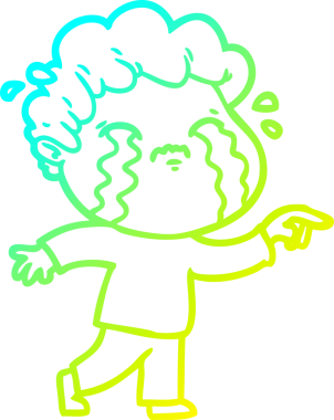 Bir insan tarafından çizilmiş ağlayan bir çizgi film karakteri çizimi.