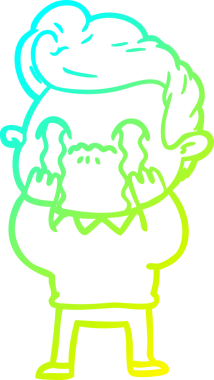 Bir insan tarafından çizilmiş ağlayan bir çizgi film karakteri çizimi.