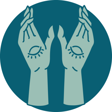 Bir insan tarafından çizilmiş mistik ellerin ikonik dövme şekli