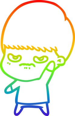 Gökkuşağı gradyan çizgi çizimi Bir insan tarafından çizilmiş bir çizgi film çocuğu