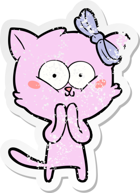 Bir insan tarafından çizilmiş karikatür bir kedinin sıkıntılı çıkartması.