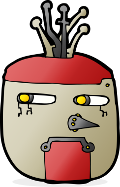 Bir insan tarafından çizilmiş robot kafası.