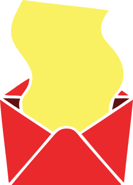 Bir insan tarafından çizilmiş garip bir karikatür mektup ve zarf.