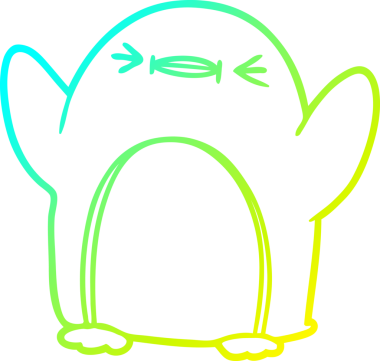 Bir insan tarafından çizilmiş bir penguen karikatürü.