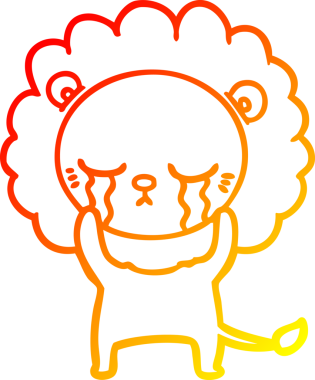 Bir insan tarafından çizilmiş, ağlayan bir aslanın sıcak çizgi çizgisi.