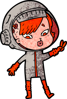 Bir insan tarafından çizilmiş astronot kadın.