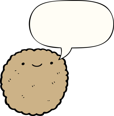 Bir insan tarafından çizilmiş konuşma balonlu bisküvi.