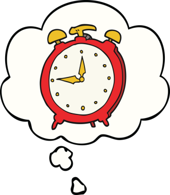 bir insan tarafından çizilmiş düşünce baloncuklu çizgi film çalar saati