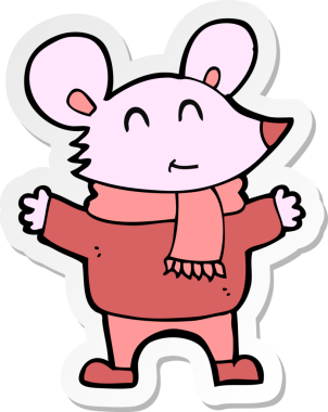 Bir insan tarafından çizilmiş çizgi film faresinin çıkartması.