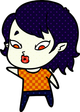 Bir insan tarafından çizilmiş şirin vampir kız çizgi filmi.