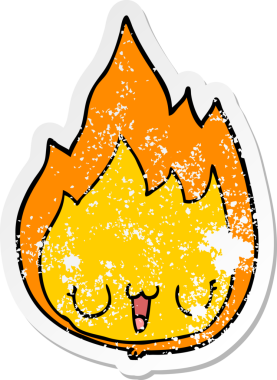 Bir insan tarafından çizilmiş karikatür alevinin sıkıntılı çıkartması.