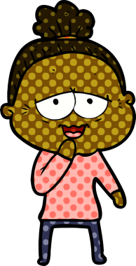 Bir insan tarafından çizilmiş mutlu yaşlı kadın çizgi filmi.