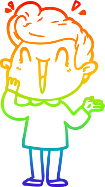 Gökkuşağı gradyanı çizimi bir insan tarafından çizilmiş heyecanlı bir çizgi film