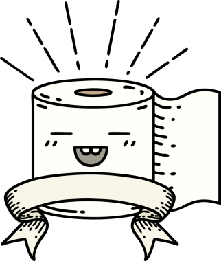 Dövme stili tuvalet kağıdı karakteri bir insan tarafından çizilmiş parşömen.