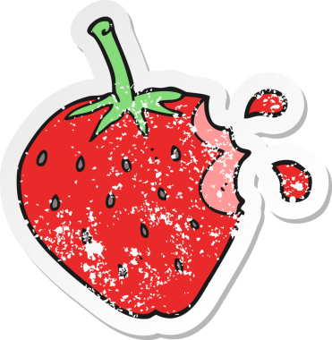 Bir insan tarafından çizilmiş karikatür çileğinin gerilimli yapıştırması.