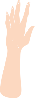 Bir insan tarafından çizilen elin düz renk çizimi