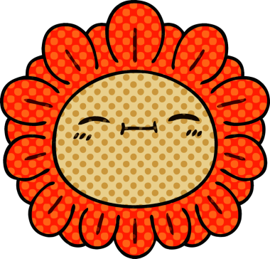 Bir insan tarafından çizilmiş çizgi roman tarzı tuhaf bir çiçek.