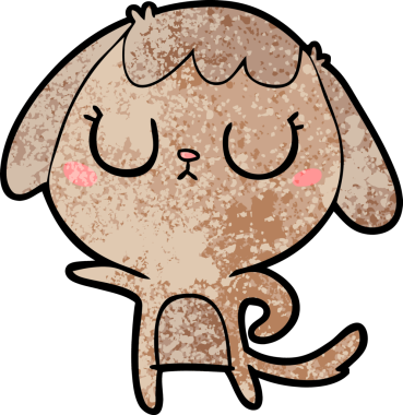 Bir insan tarafından çizilmiş şirin bir çizgi film köpeği.