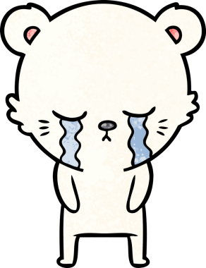 Bir insan tarafından çizilmiş üzgün küçük kutup ayısı çizgi filmi.