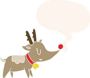 Bir insan tarafından çizilmiş retro tarzı konuşma baloncuğu olan çizgi film Ren geyiği.