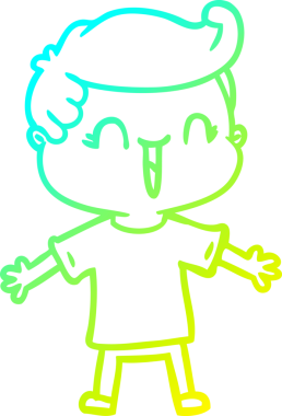 Bir insan tarafından çizilmiş gülen bir çizgi film karakteri çizimi.