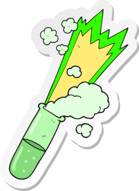 Bir insan tarafından çizilmiş bir karikatür bilim test tüpünün çıkartması.