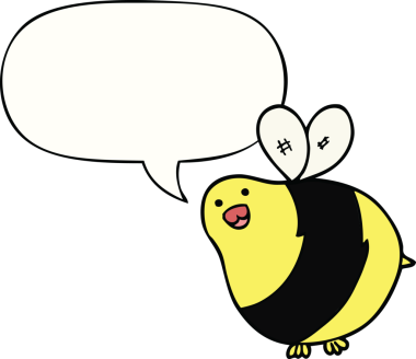 Bir insan tarafından çizilmiş konuşma balonlu çizgi film arısı.