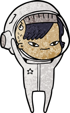 Bir insan tarafından çizilmiş astronot kadın.