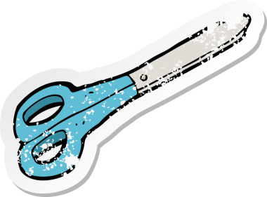 İnsan tarafından çizilmiş bir makasın gerilmiş retro yapıştırması.