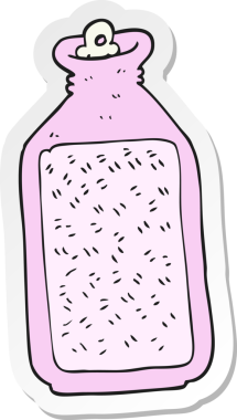 Bir insan tarafından çizilmiş sıcak su şişesinin çıkartması.