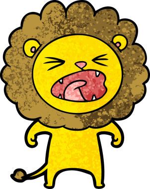 Bir insan tarafından çizilmiş kızgın aslan çizgi filmi.