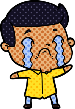 Bir insan tarafından çizilmiş ağlayan çizgi film adamı.