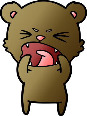 Bir insan tarafından çizilmiş kızgın çizgi film ayısı.