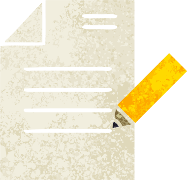 Bir insan tarafından çizilmiş bir belgenin retro illüstrasyon tarzı karikatürü