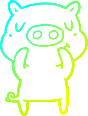 Bir insan tarafından çizilen çizgi film içerikli bir domuzun soğuk çizgi çizimi