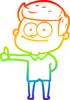 Gökkuşağı gradyan çizimi bir insan tarafından çizilmiş gülümseyen bir adamın çizimi