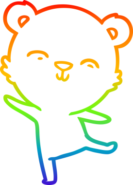 Bir insan tarafından çizilmiş mutlu bir kutup ayısının gökkuşağı gradyanı çizimi