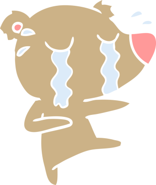 Bir insan tarafından çizilmiş düz renkli karikatür ağlayan ayı