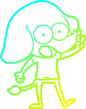 Bir insan tarafından çizilmiş şirin bir filin soğuk gradyan çizgisi