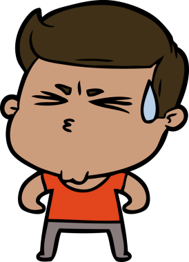 Bir insan tarafından çizilmiş terleyen çizgi film adamı.