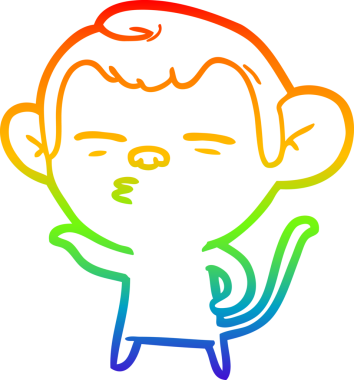 Gökkuşağı gradyan çizgi çizimi Bir insan tarafından çizilmiş şüpheli maymun