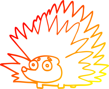 Bir insan tarafından çizilmiş sivri dikenli kirpinin sıcak çizgi çizimi