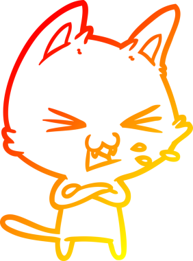 Bir insan tarafından çizilmiş çizgi film kedisinin sıcak çizgi çizimi