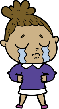 Bir insan tarafından çizilmiş ağlayan kadın çizgi filmi.