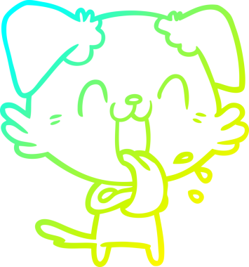 Bir insan tarafından çizilmiş soluyan bir köpeğin soğuk eğimli çizgisi.