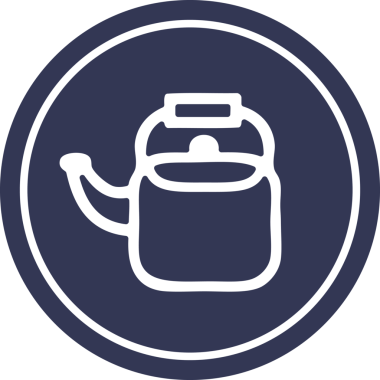 Mutfak ısıtıcısı dairesel simgesi bir insan tarafından çizilmiş.