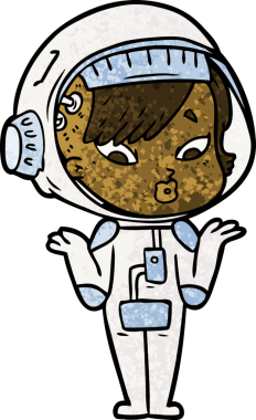 Bir insan tarafından çizilmiş astronot kadın.