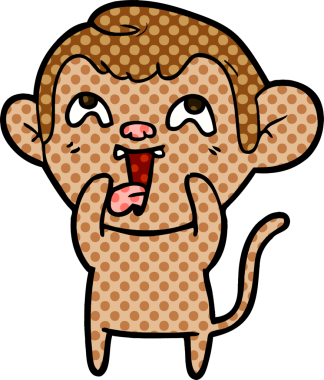 Bir insan tarafından çizilmiş çılgın çizgi film maymunu