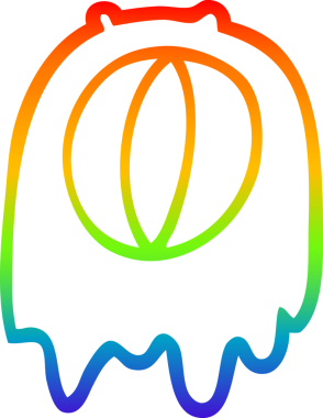 Gökkuşağı gradyanı çizimi bir insan tarafından çizilmiş ürkütücü bir çizgi film.