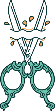 Bir insan tarafından çizilmiş berber makasının ikonik dövme şekli